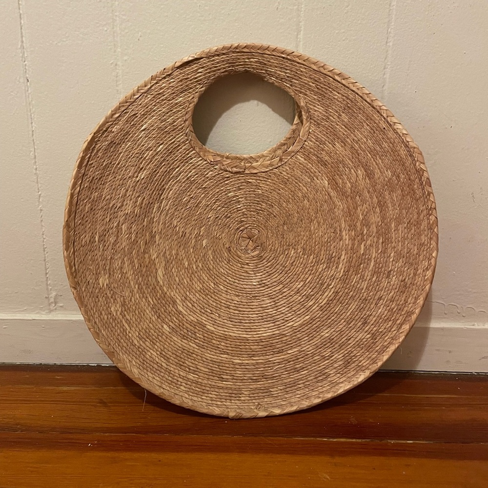 Oaxacan Round Woven Straw Tote Bag